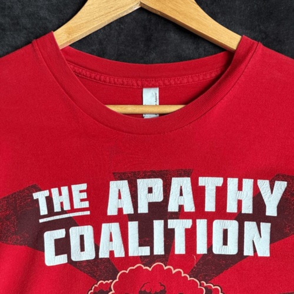 American Apparel Apathy Coalition Tee‎ XL Red Satire Graphic Meme Core USA Shirt - Picture 7 of 12